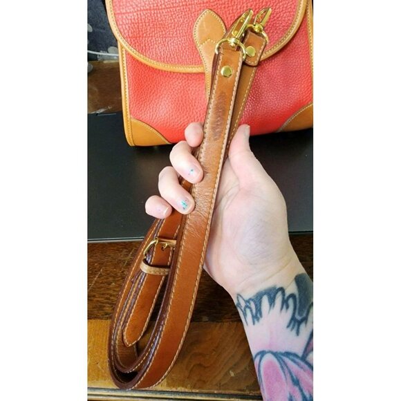 80s Dooney & Bourke Carpet Bag Small Persimmon Red Purse Satchel Tote Crossbody - Picture 13 of 16